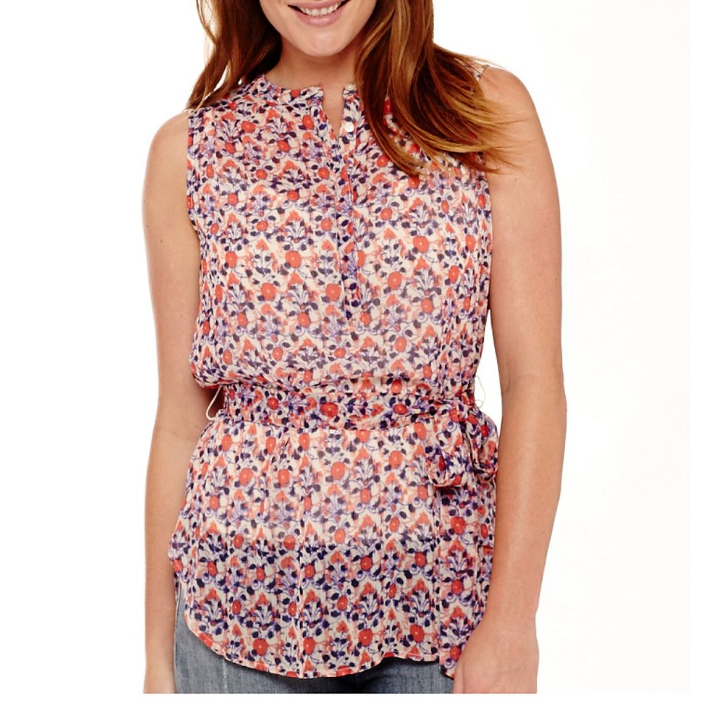 Liz Claiborne  Belted Tunic Tank Blouse with Camisole Size Medium Tall